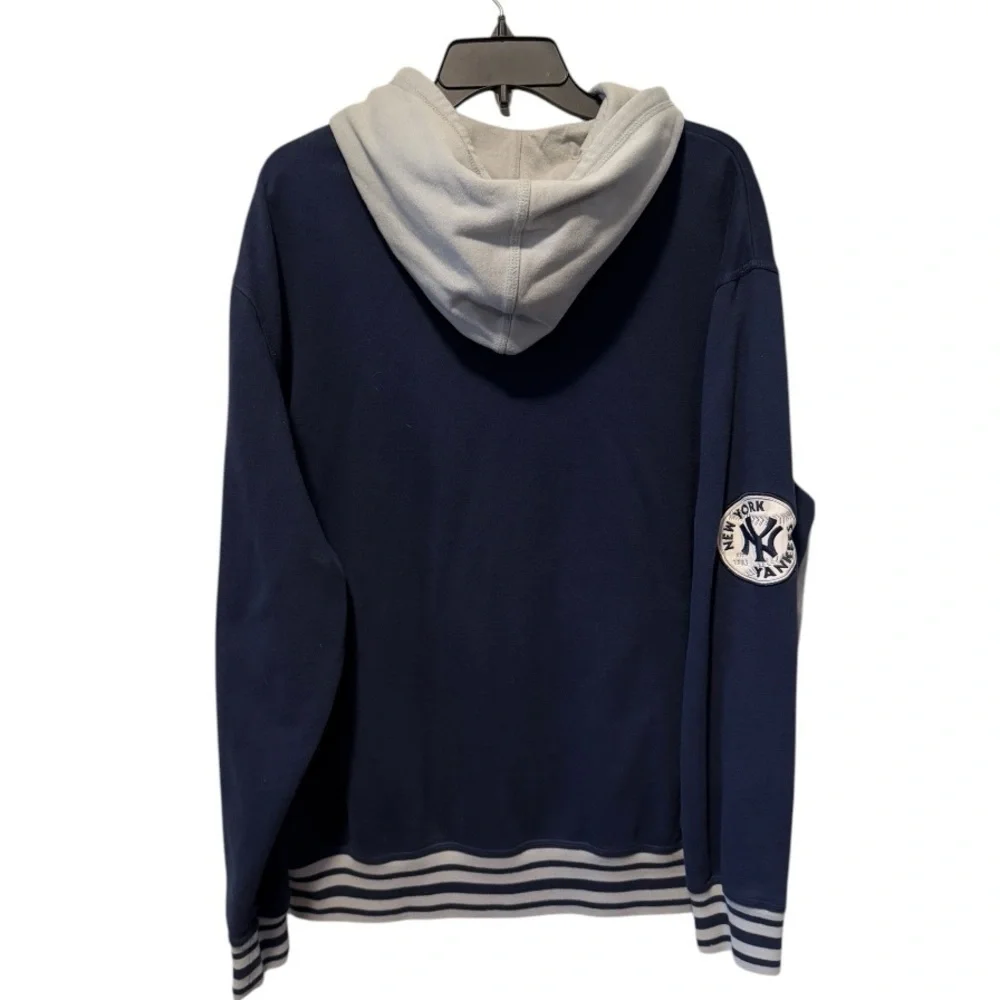 NY YANKEES ZIP HOODIE SWEATSHIRT‎ XL BASEBALL DISTRESSED BLUE Carl Banks - Picture 2 of 10